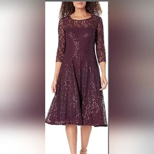 SLNY Sequined Cocktail Dress
